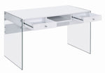 Dobrev Contemporary White High Gloss Wood Office Desk