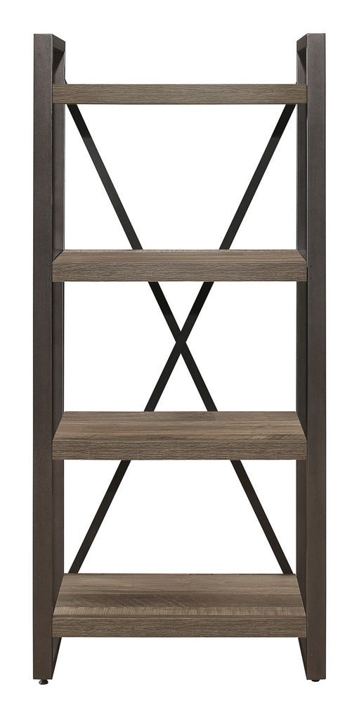 Dogue Brown/Gunmetal Wood 4-Shelf Bookcase