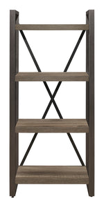 Dogue Brown/Gunmetal Wood 4-Shelf Bookcase