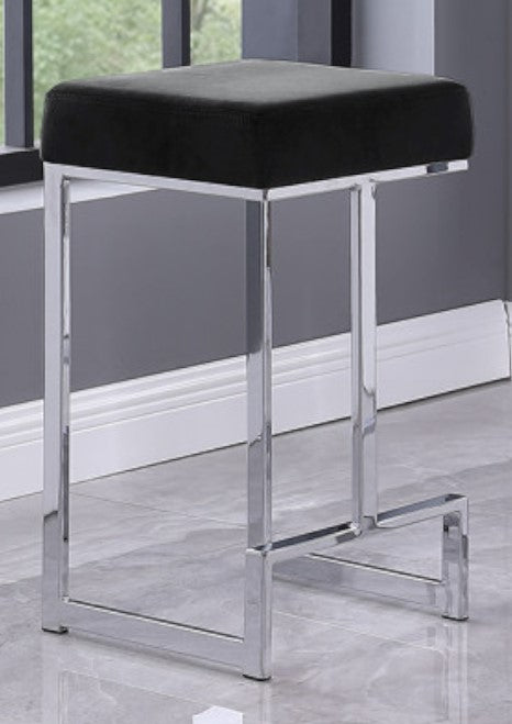 Dollie 2 Black Velvet/Chrome Metal Counter Height Stools