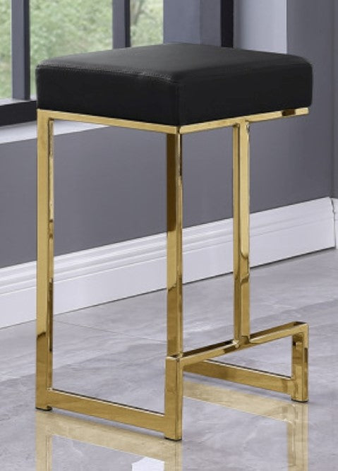 Dollie 2 Black Velvet/Gold Metal Counter Height Stools