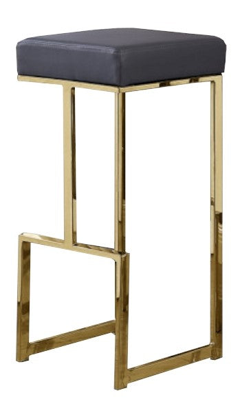 Dollie 2 Grey Faux Leather/Gold Metal Bar Stools