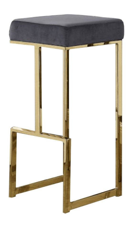 Dollie 2 Grey Velvet/Gold Metal Bar Stools