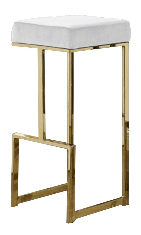 Dollie 2 White Velvet/Gold Metal Bar Stools