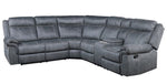 Dollum 3-Pc Two-Tone Gray Velvet Manual Recliner Sectional