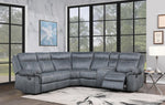 Dollum 3-Pc Two-Tone Gray Velvet Manual Recliner Sectional