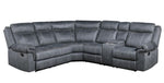 Dollum 3-Pc Two-Tone Gray Velvet Manual Recliner Sectional