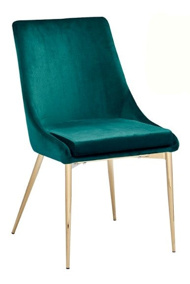 Dolores 2 Green Velvet/Metal Side Chairs