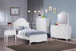 Dominique White Wood Full Panel Bed