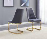 Dora 2 Dark Gray Velvet/Gold Side Chairs