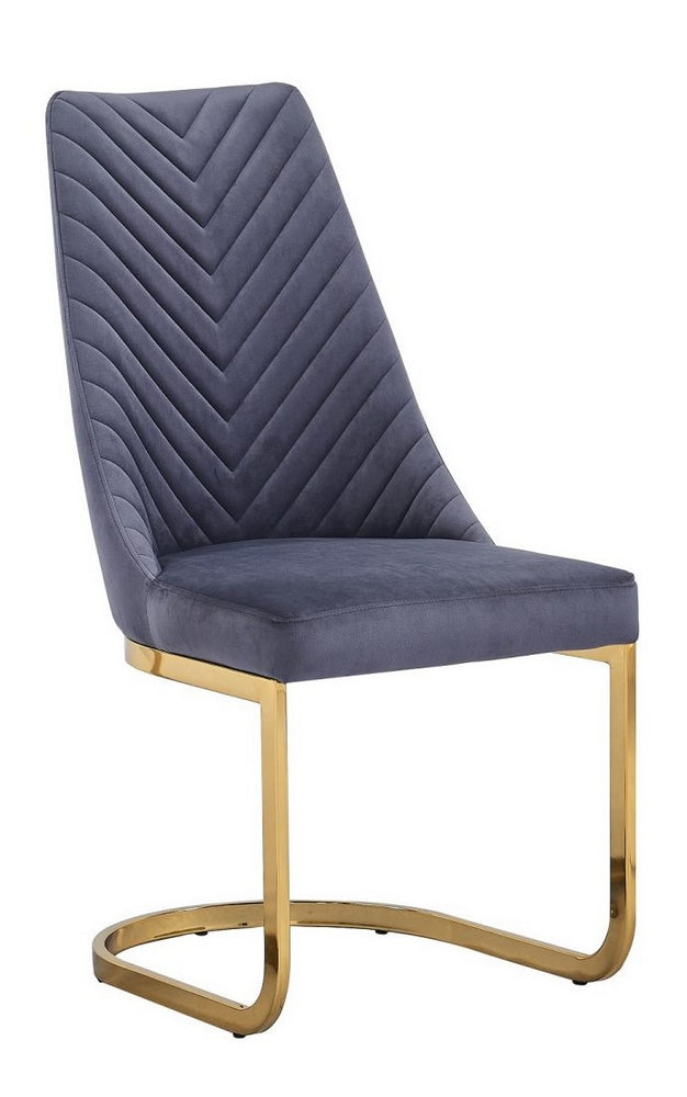 Dora 2 Dark Gray Velvet/Gold Side Chairs