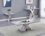 Dora 3-Pc White Faux Marble/Metal Table Set