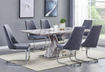 Dora 7-Pc Gray/Silver Dining Table Set