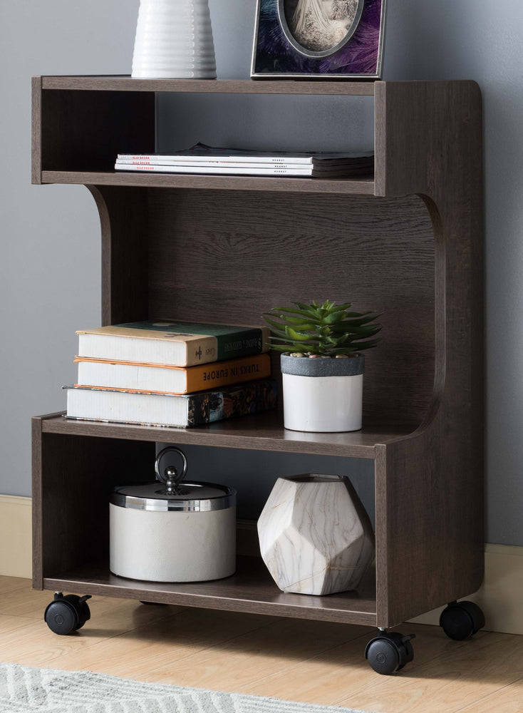 Dora Walnut Oak Wood Console Table with Wheels