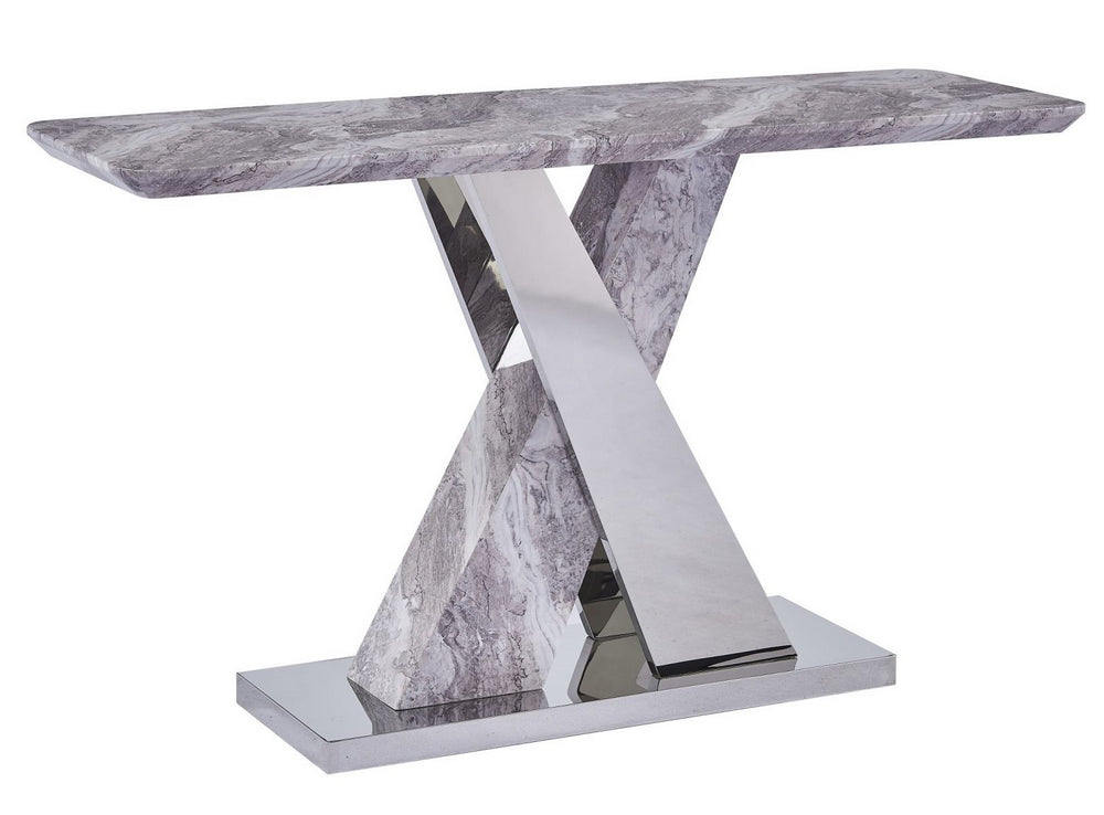 Dora White Faux Marble/Metal Console Table