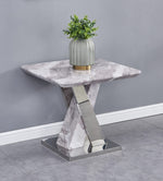 Dora White Faux Marble/Metal End Table