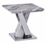 Dora White Faux Marble/Metal End Table