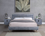 Doris Gray Top Grain Leather Queen Bed