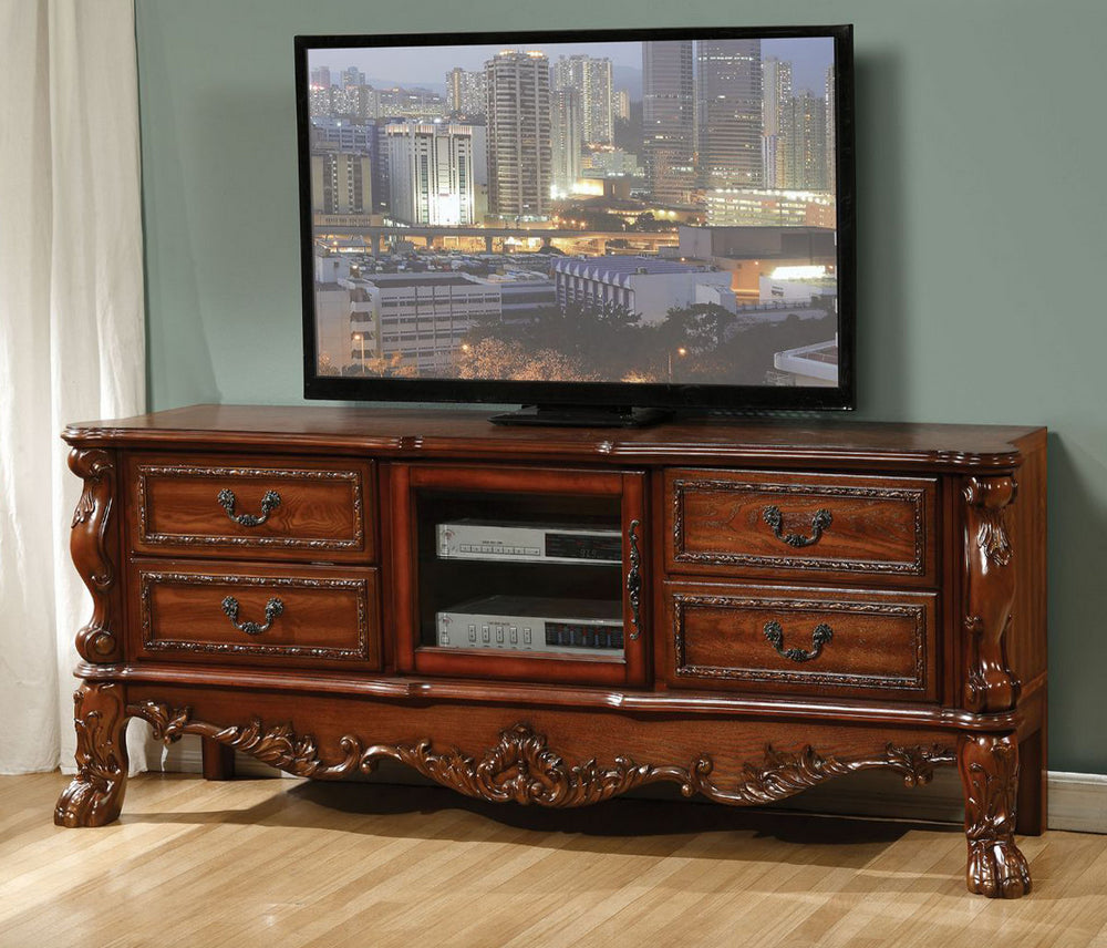 Dresden Cherry Oak Wood TV Console with 4 Drawers