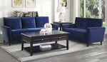 Dunleith Blue Velvet Fabric Sofa with Flared Arms