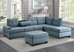 Dunstan 2-Pc Blue Textured Fabric Reversible Sectional