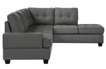 Dunstan 2-Pc Dark Gray Fabric Reversible Sectional Sofa