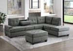 Dunstan 2-Pc Dark Gray Fabric Reversible Sectional Sofa