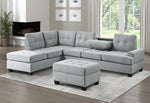 Dunstan 2-Pc Gray Fabric Reversible Sectional Sofa