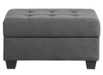 Dunstan Dark Gray Textured Fabric Ottoman with Storage