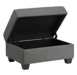 Dunstan Dark Gray Textured Fabric Ottoman with Storage