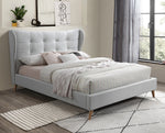 Duran Light Gray Fabric Button Tufted King Bed