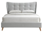 Duran Light Gray Fabric Button Tufted King Bed