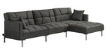 Duzzy Dark Gray Fabric Reversible Adjustable Sectional Sofa