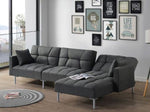 Duzzy Dark Gray Fabric Reversible Adjustable Sectional Sofa