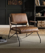 Eacnlz Cocoa Top Grain Leather Accent Chair