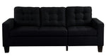 Earsom Black Linen Fabric Tufted Sofa with Ottoman