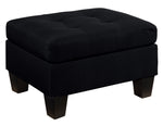 Earsom Black Linen Fabric Tufted Sofa with Ottoman