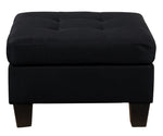 Earsom Black Linen Fabric Tufted Sofa with Ottoman