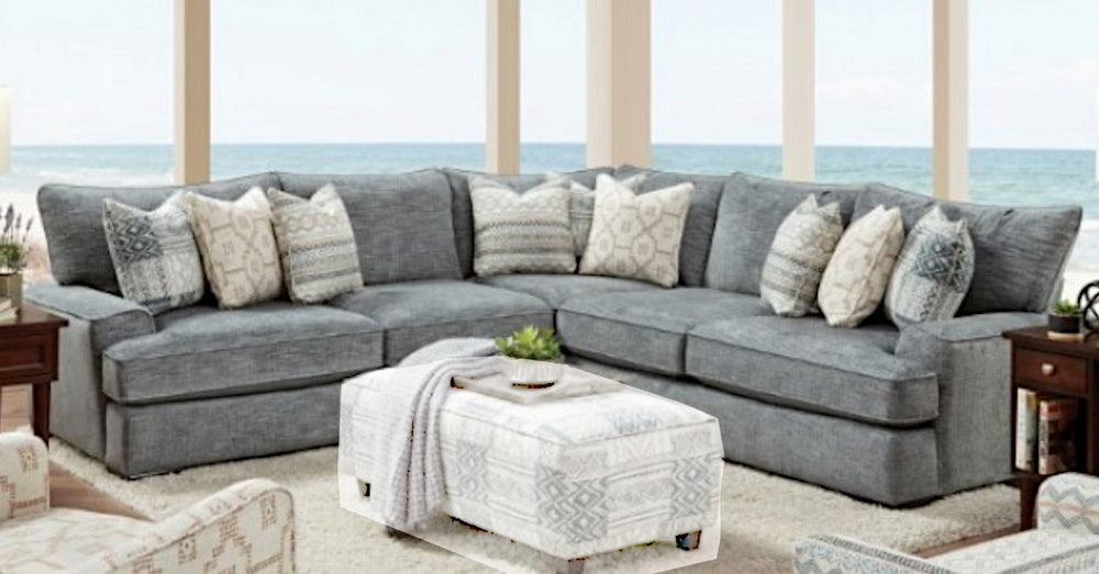 Eastleigh 3-Pc Blue Chenille Sectional Sofa