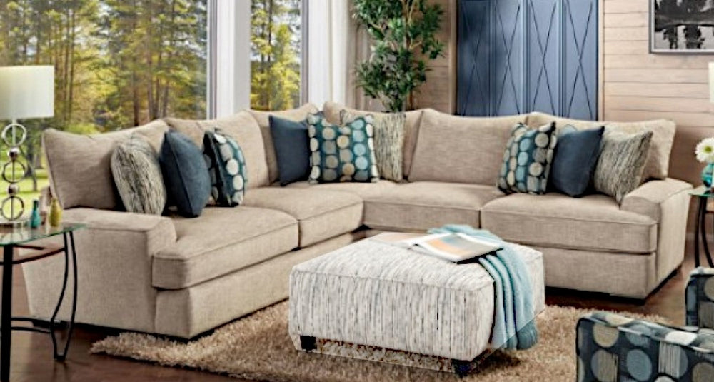 Eastleigh 3-Pc Tan Chenille Sectional Sofa