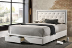 Ebba White Faux Leather Queen Bed