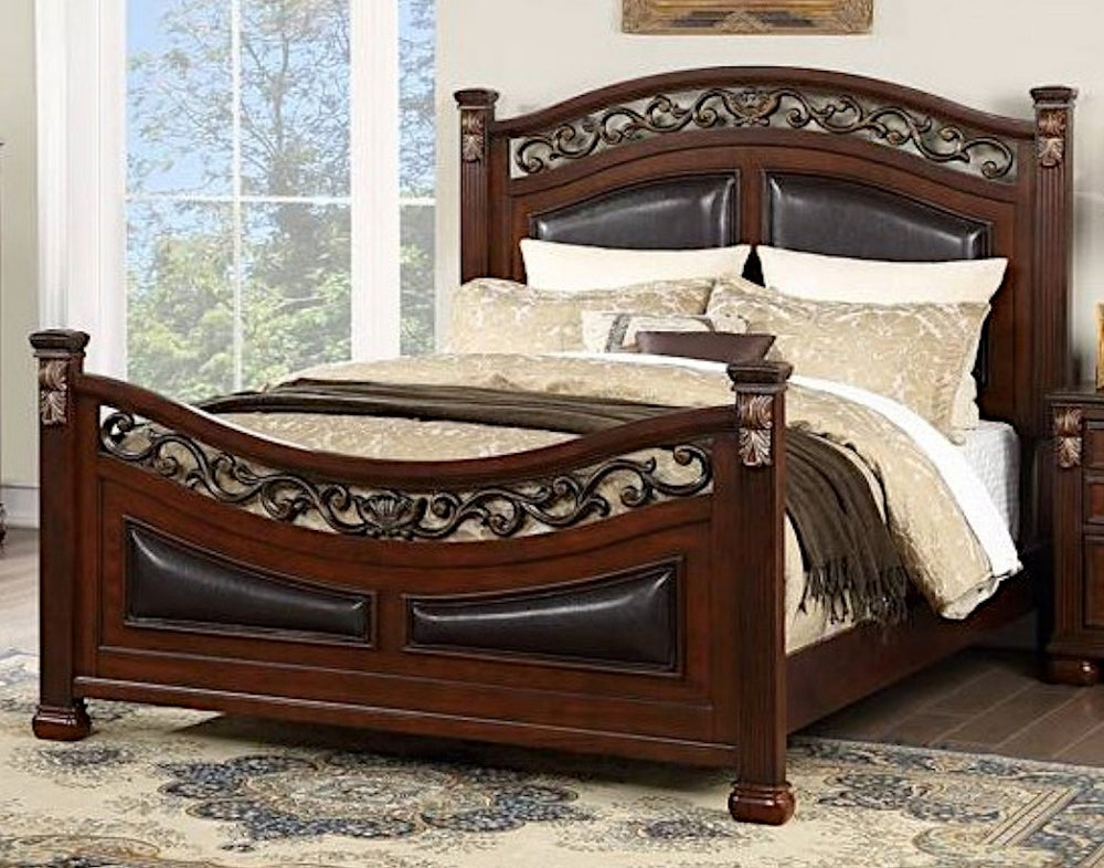 Eileen Espresso/Cherry Wood King Poster Bed