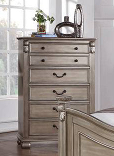 Eileena Champagne Wood 5-Drawer Chest