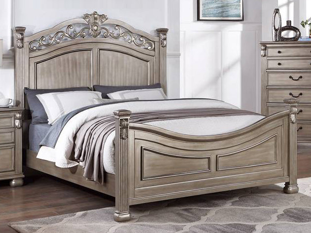 Eileena Champagne Wood King Poster Bed