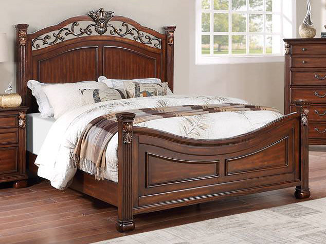 Eileena Cherry Wood Cal King Poster Bed