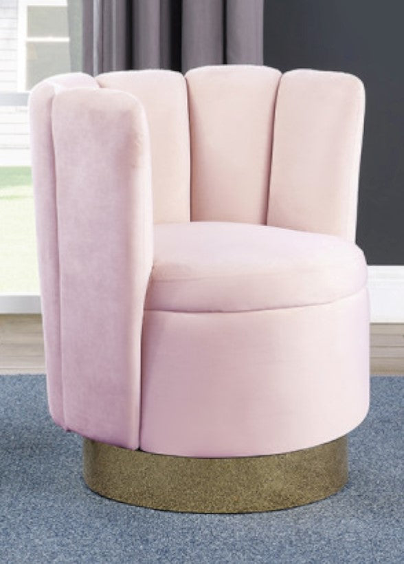 Eirene Pink Velvet Accent Chair with Gold Base