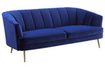 Eivor Blue Velvet Channel Tufted 2-Seat Sofa