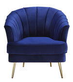 Eivor Blue Velvet Channel Tufted Chair