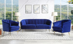 Eivor Blue Velvet Channel Tufted Chair