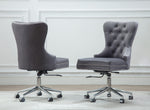 Ekin Gray Velvet Fabric Swivel Office Chair